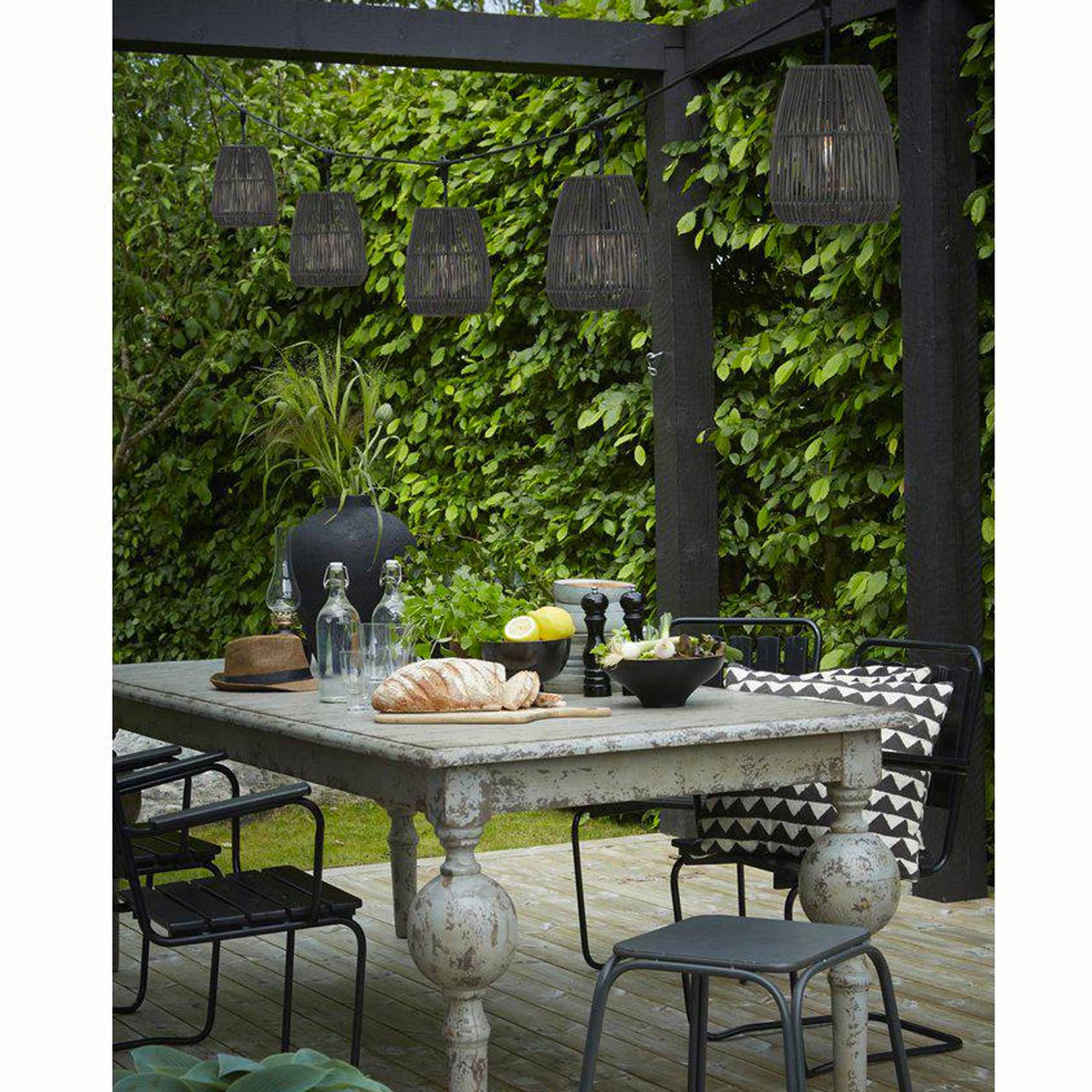 Lichterkette outdoor schwarz PolyRattan Girlande PRHome Beleuchtung Außenbeleuchtung Gartenlicht Terrasse Balkon Licht Balkonlicht Lichtstimmung Party-Lichterkette außen Außenbereich wasserfest strom Soulbirdee onlineshop