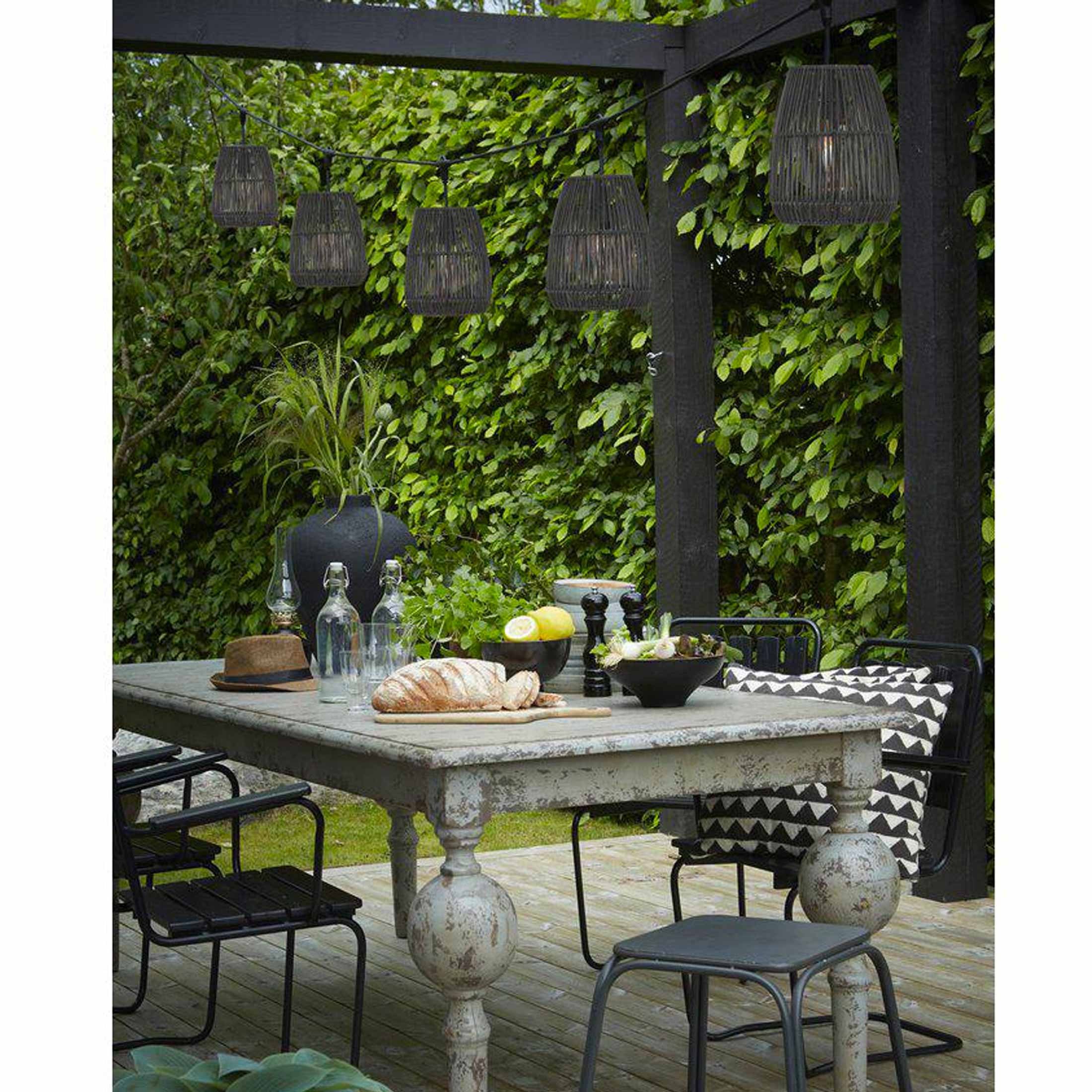 Lichterkette outdoor schwarz PolyRattan Girlande PRHome Beleuchtung Außenbeleuchtung Gartenlicht Terrasse Balkon Licht Balkonlicht Lichtstimmung Party-Lichterkette außen Außenbereich wasserfest strom Soulbirdee onlineshop