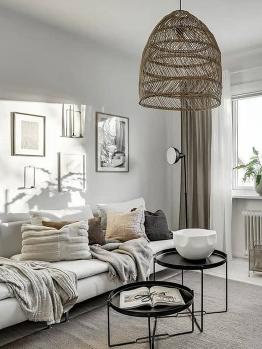 pendelleuchte wohnzimmer haengelampe deckenleuchte rattan braun Maja rund soulbirdee onlineshop