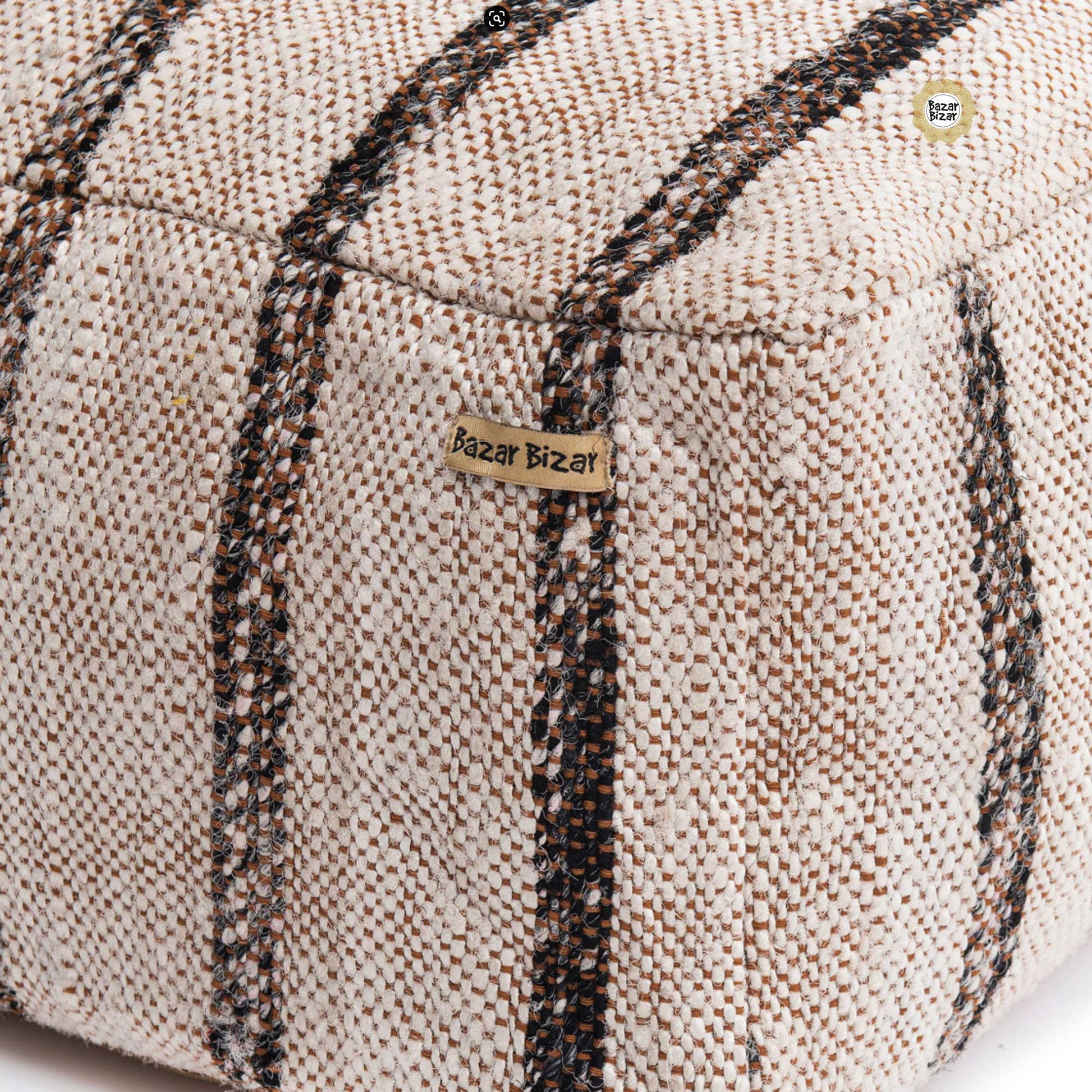 Pouf Sitzkissen Logo Bazar Bizar Weiss Boho Soulbirdee Online Shop