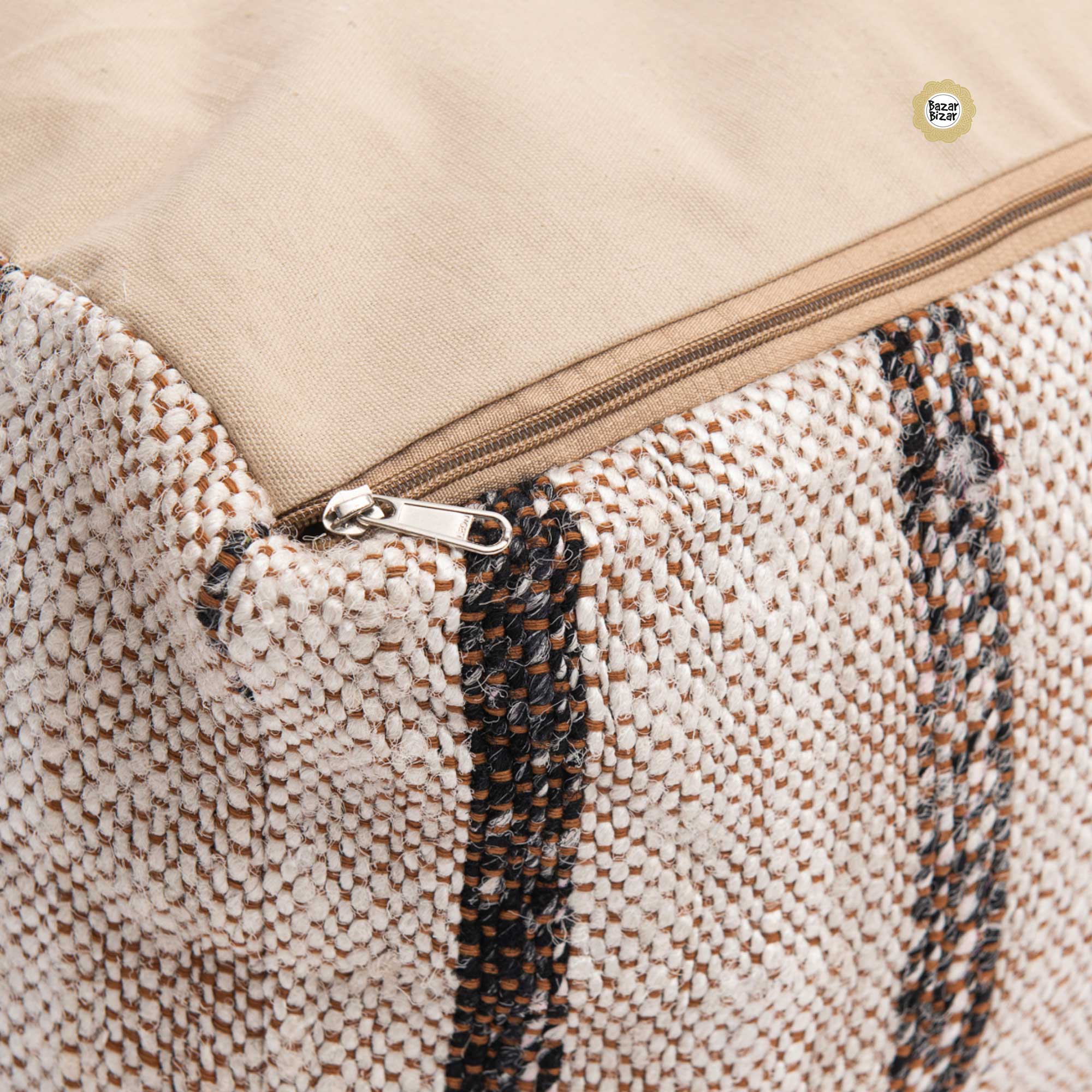 Pouf Sitzkissen Unterseite Baumwolle Bazar Bizar Weiss Boho Soulbirdee Online Shop