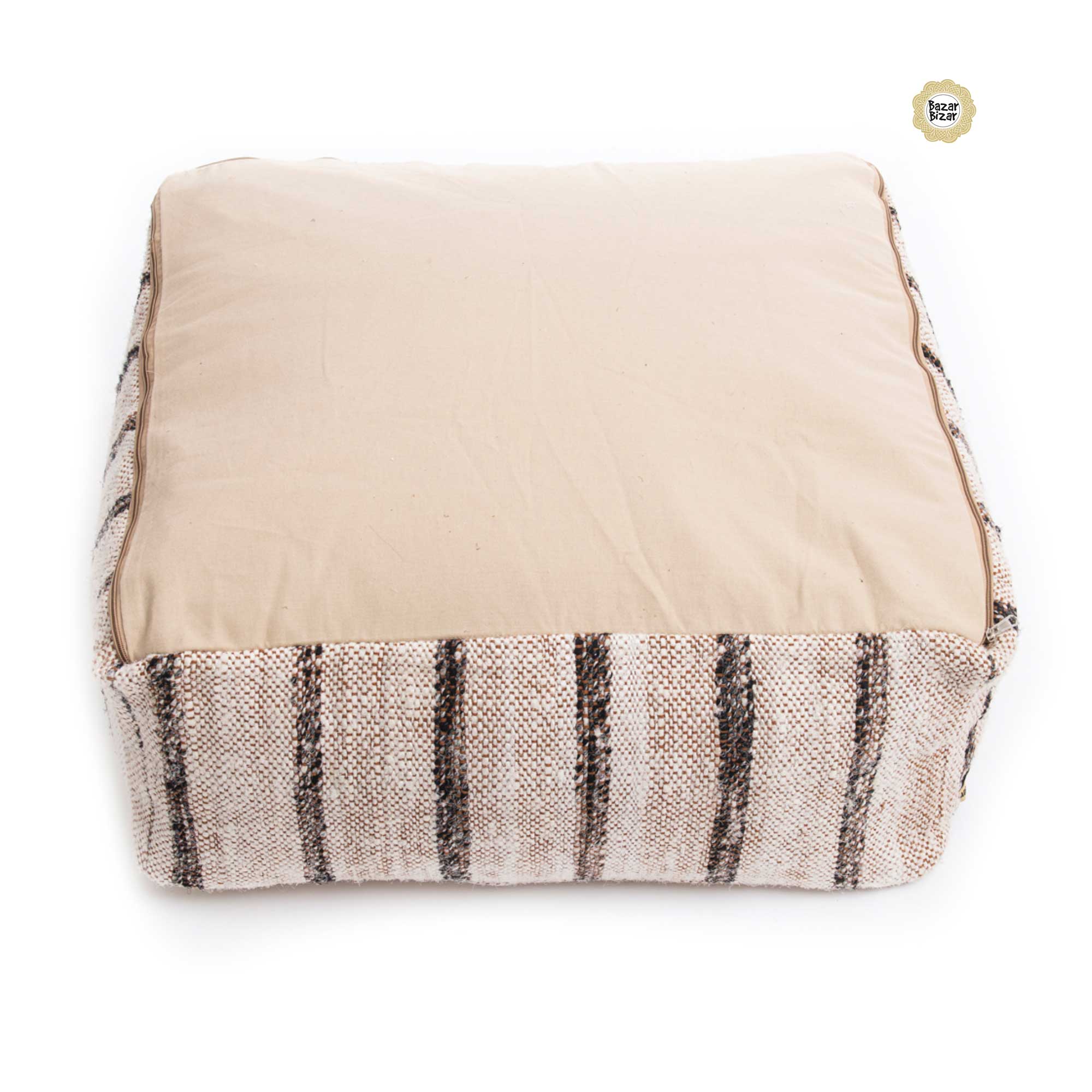 Pouf Sitzkissen Reissverschluss Baumwolle Bazar Bizar Weiss Boho Soulbirdee Online Shop