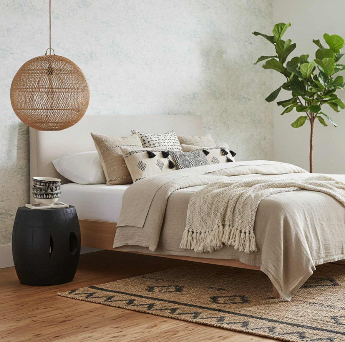 Runde rattan Hängelampe bubble als schlafzimmerlampe