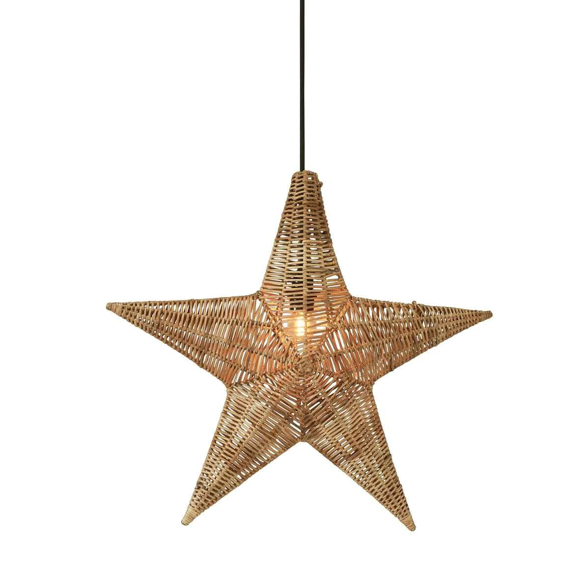 Handgeflochtener Weihnachtsstern aus Natur-Rattan 58 cm
