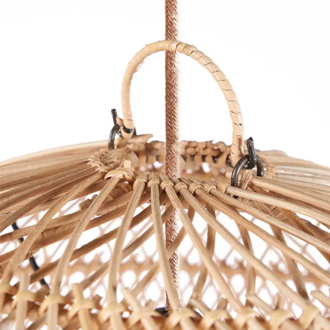 rattan lampenschirm detail aufhängung bubble rund Soulbirdee Lampenshop
