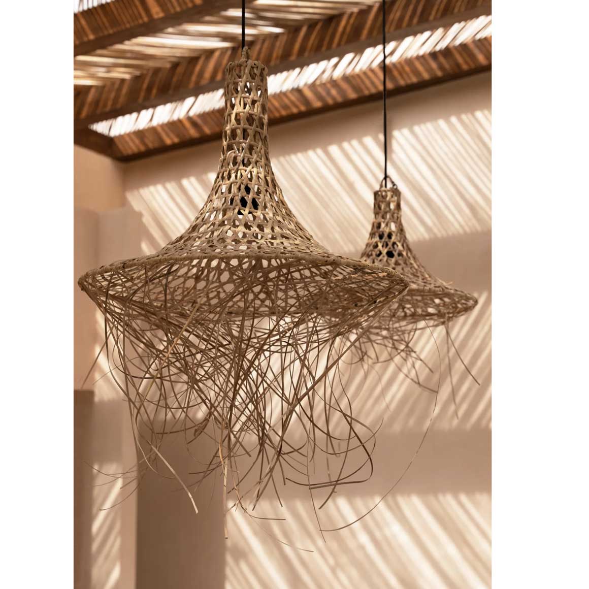 Lampenschirm Mykonos Rattan Rattanlampe Lampe Hängelampe Griechenland Esstisch lampe kaufen Bazar Bizar Soulbirdee Lampenshop Rattan Lampenschirm Lampe maritim