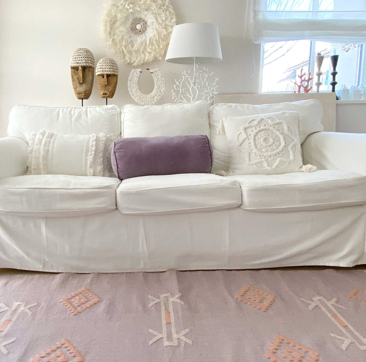 Superweiches Samt Zierkissen Lila 20x50cm für 3er-Sofa Deko