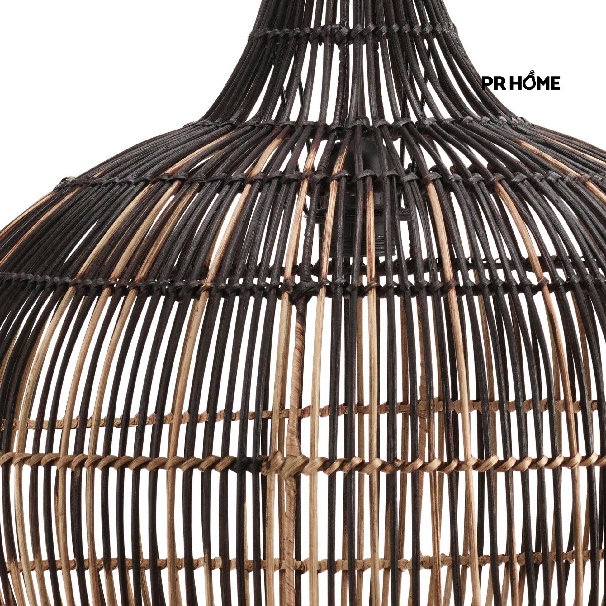 Rattan Hängelampe Martha von Prhome minimalistisch geometrisch 5338-BT02 Lampe Leuchte Schwarz Beige Boho Soulbirdee Onlineshop