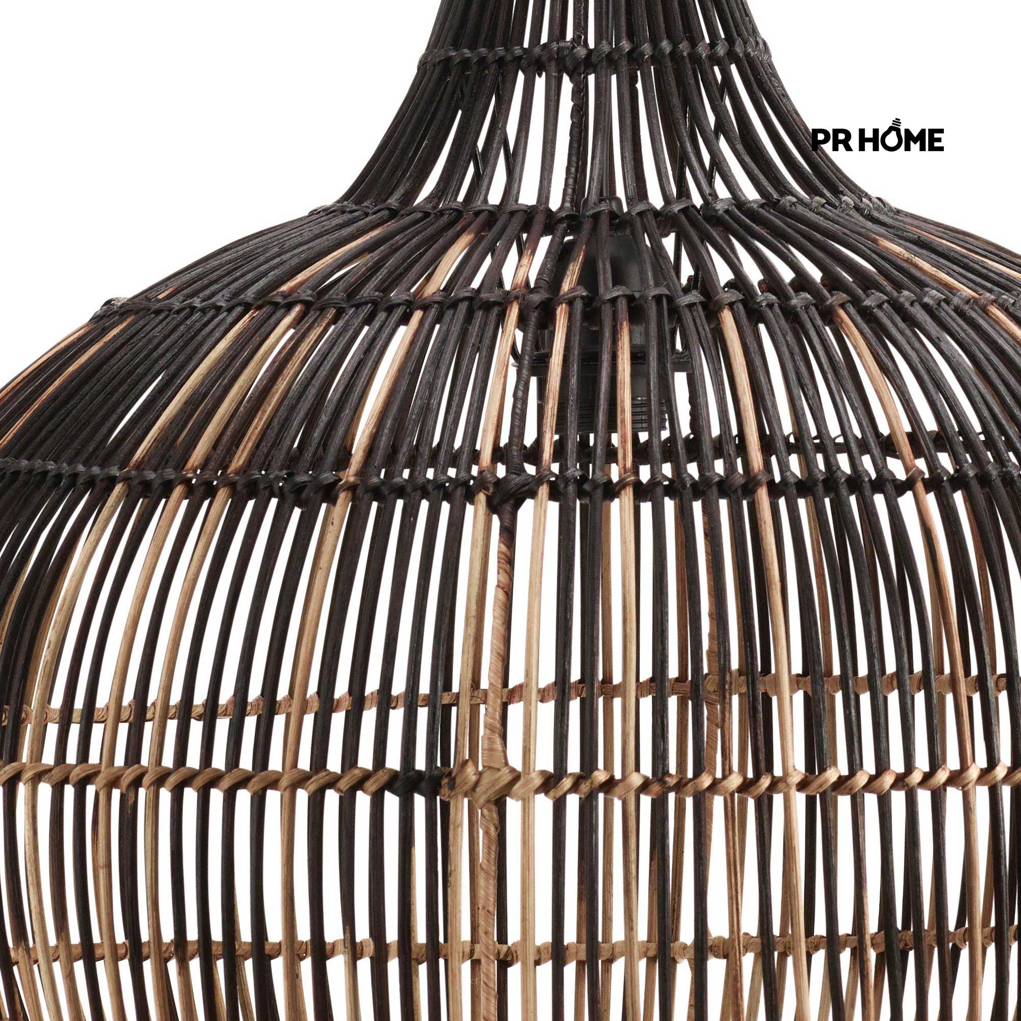 Rattan Hängelampe Martha von Prhome minimalistisch geometrisch 5338-BT02 Lampe Leuchte Schwarz Beige Boho Soulbirdee Onlineshop
