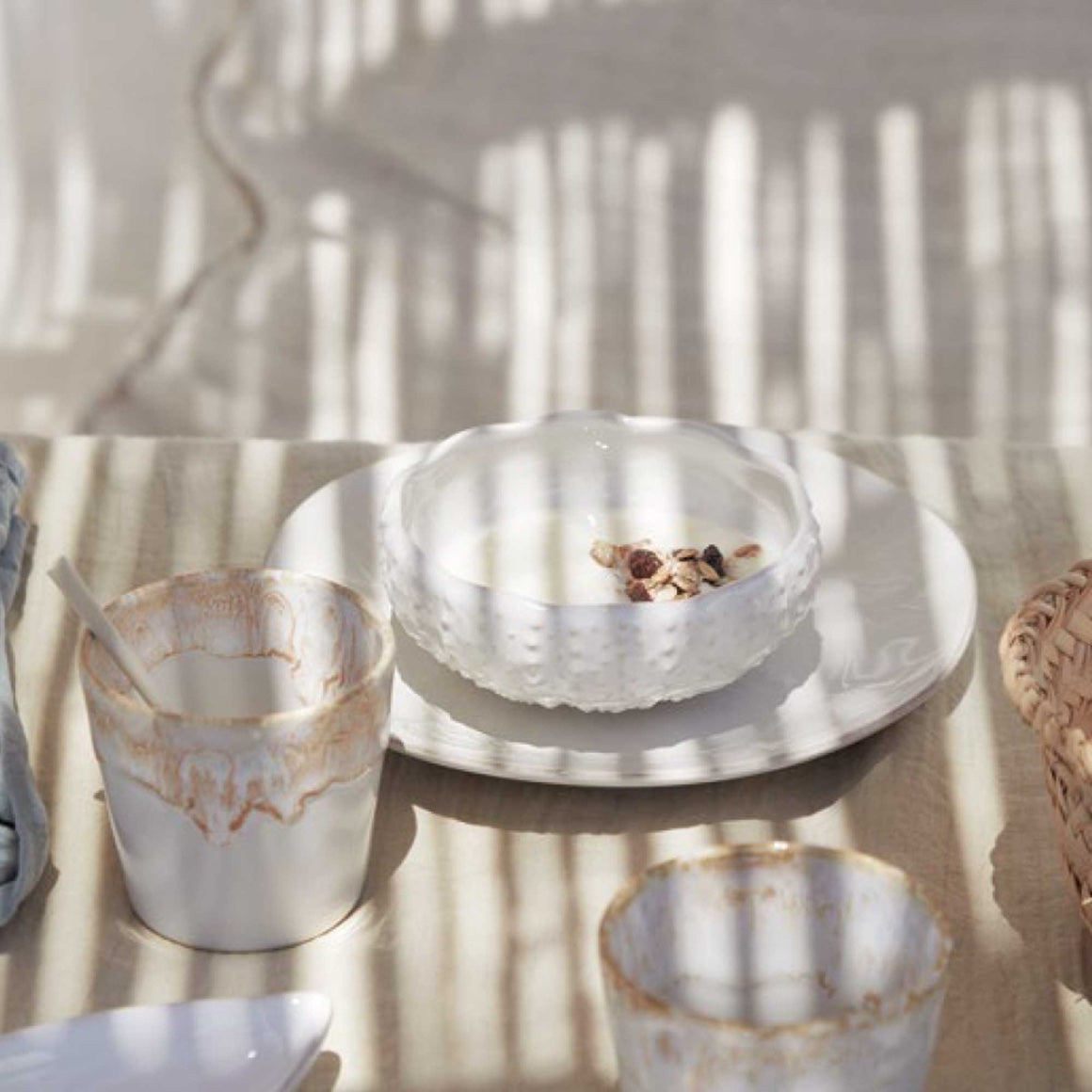 Suppenschale Weiße Bowl Beachhouse Strandhaus stil auf Füßchen Schale Set 6 Stück Snackschale Schüssel Geschirr Porzellan MRS142 Ibiza Geschirr 