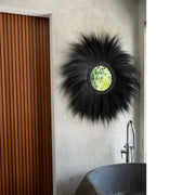 schwarzer wandspiegel runder spiegel badspiegel boho wanddeko gras spiegel soulbirdee onlineshop_wanddeko deko