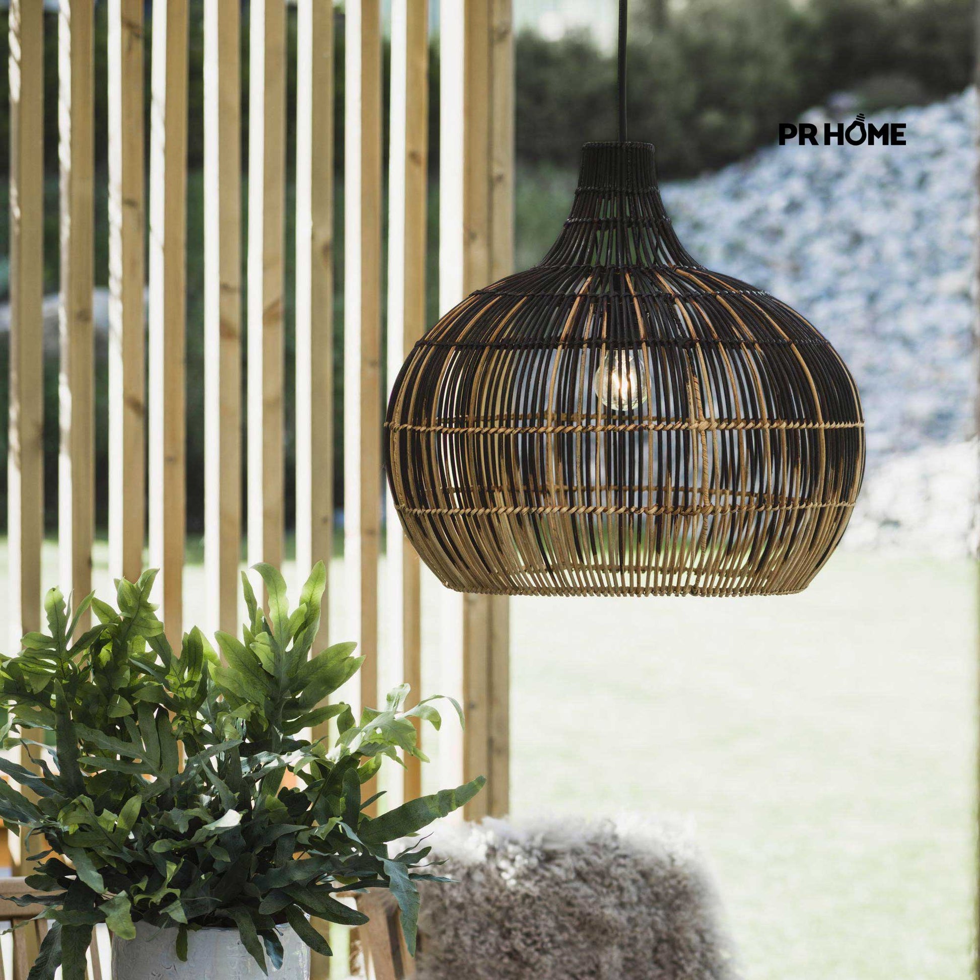 Deckenlampe Lampe Rattan Martha Prhome 5331-BT02 Hängelampe Leuchte Schwarz Beige Ombre verlauf Scandi Boho Soulbirdee Onlineshop