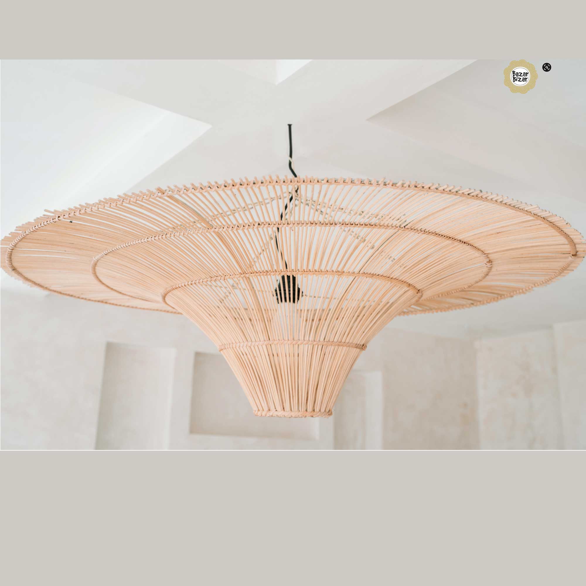 SKY Lampenschirm groß Rattan Scandi Lampe Bazar Bizar online kaufen BAYU022N-L-60x40 Esstischlampe Soulbirdee shop
