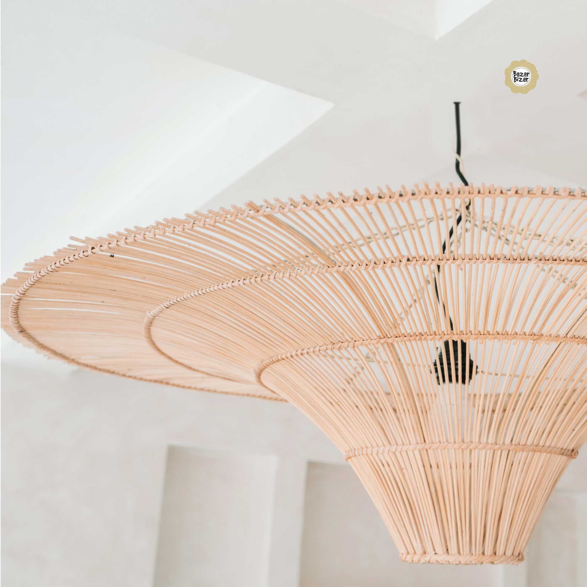 Detail SKY Lampenschirm L Rattan Scandi Lampe Bazar Bizar online kaufen BAYU022N-L-60x40 Hängelampe Soulbirdee shop