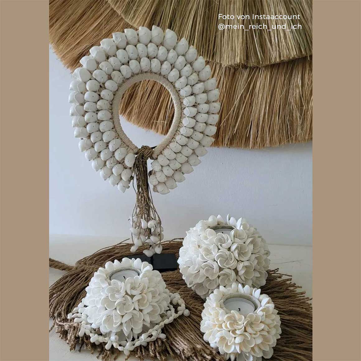 teelichthalter Boho style deko chic weiss muscheln flower tischdeko dinner kerzenlicht soulbirdee onlineshop