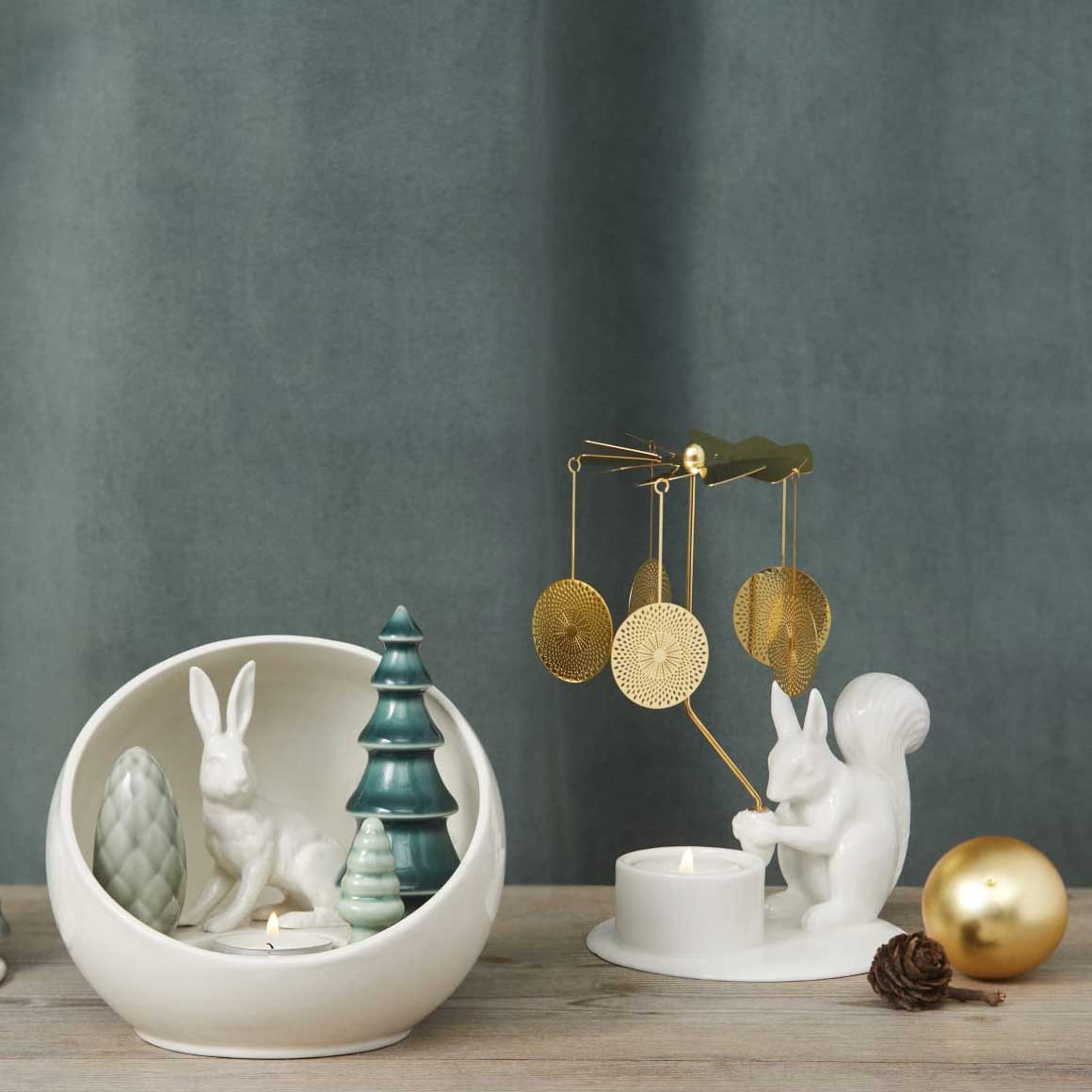 Winterstories dottir Eichhörnchen als Teelichthalter Weihnachten Kerzenständer porzellan weiss gold Deko Soulbirdee Onlineshop Weihnachtsdeko kaufen Skandinavische Weihnachtsdeko