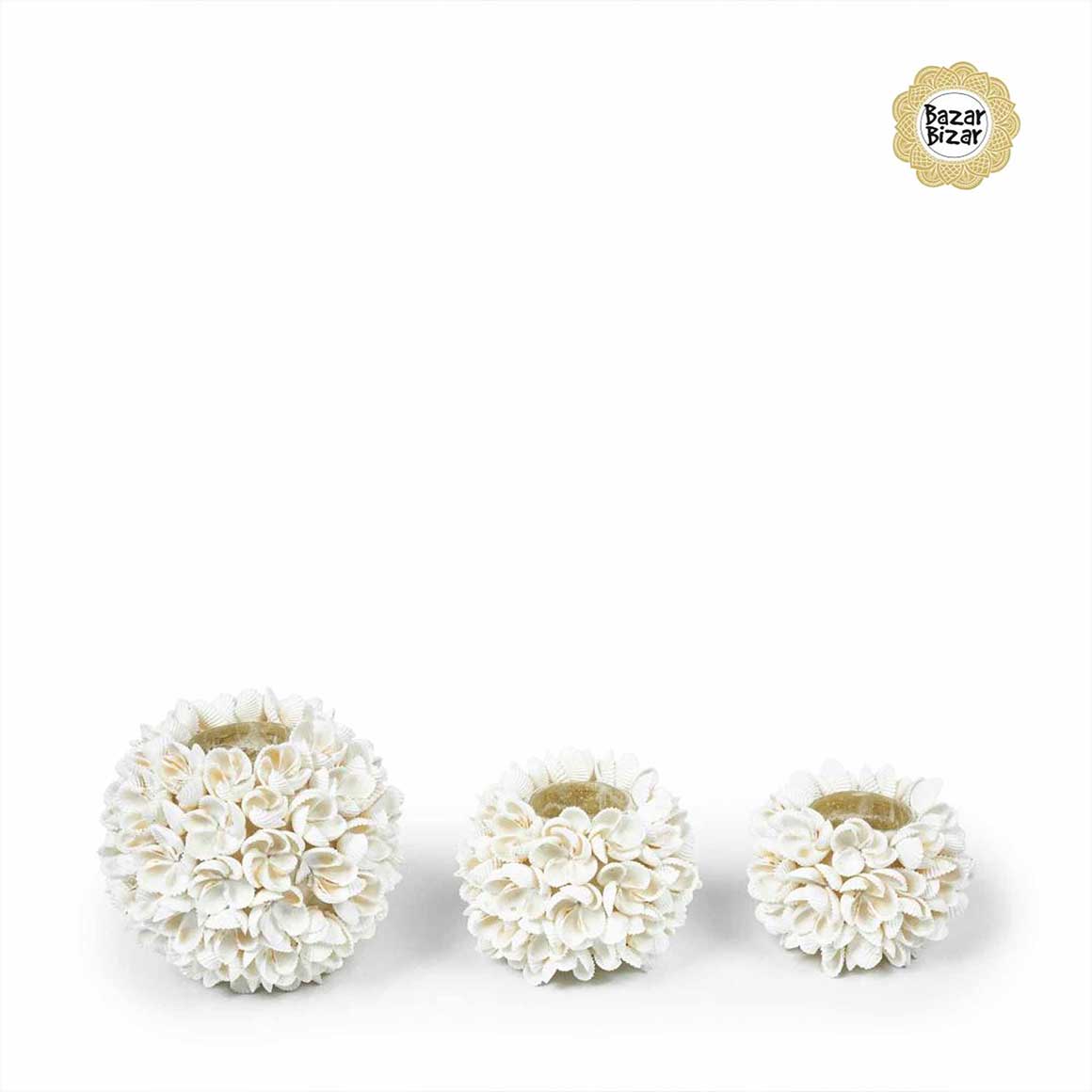 teelichthalter weiss rund muscheln flower tischdeko boho deko soulbirdee onlineshop wohnaccessoires wohndeko