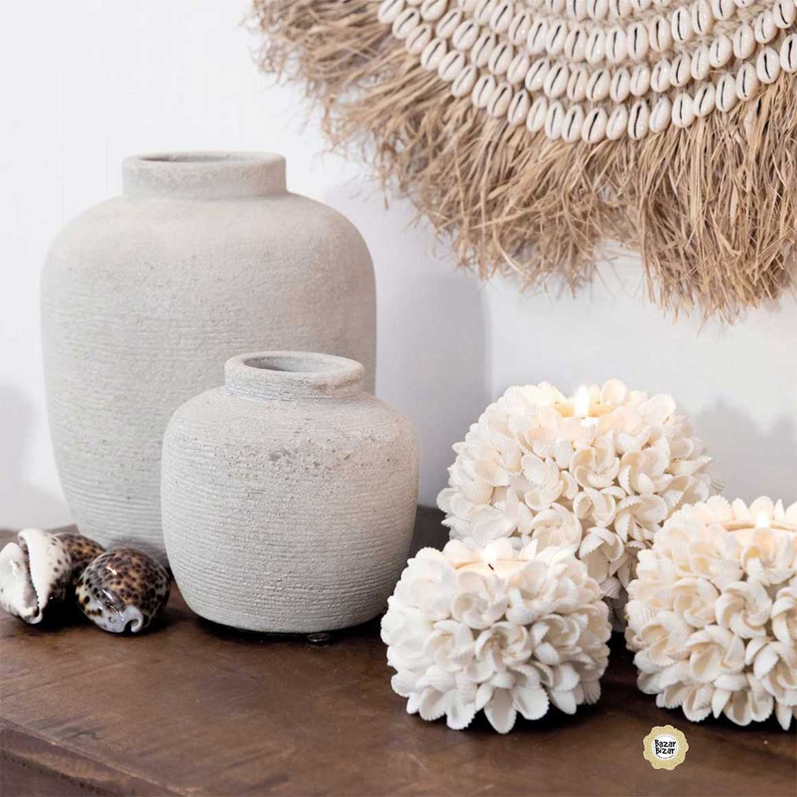 teelichthalter wohnzimmer kerzenhalter kerzenständer Boho style deko chic weiss muscheln flower soulbirdee onlineshop