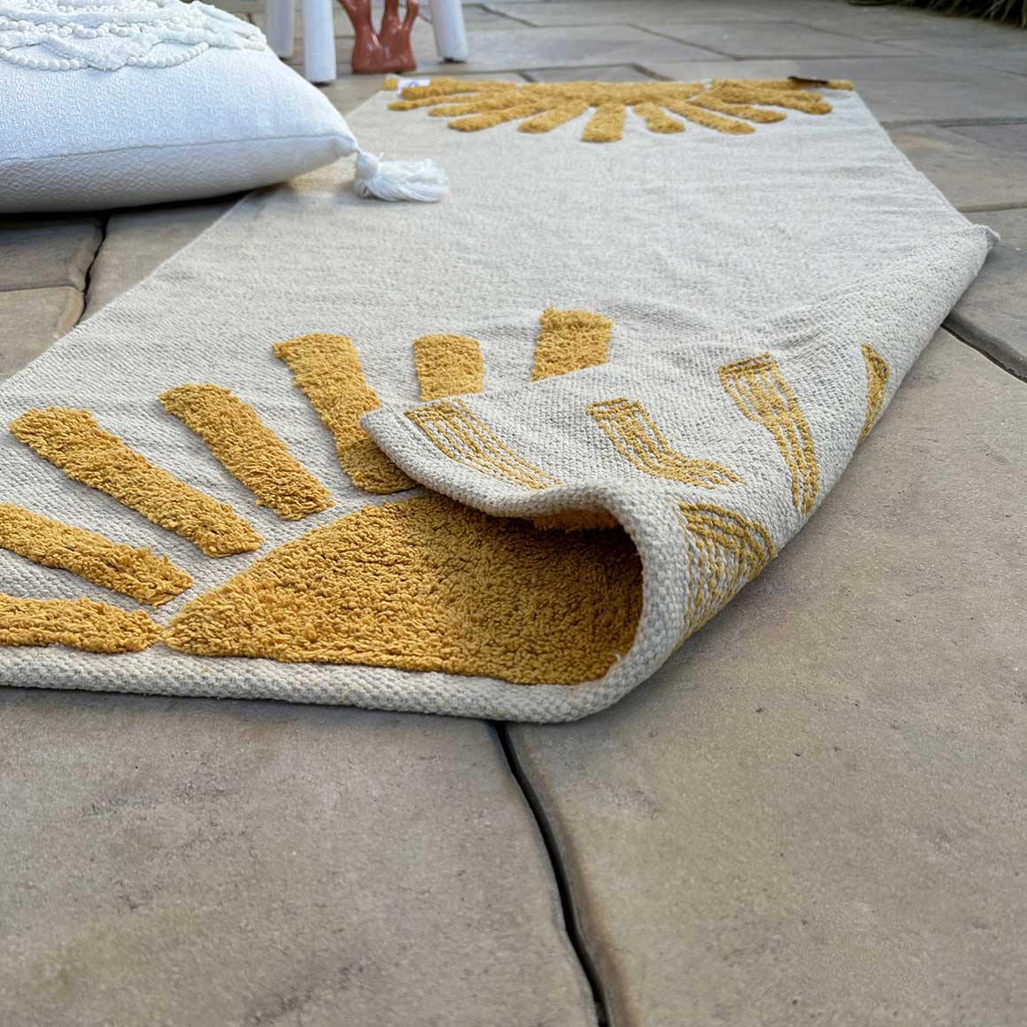 teppich laeufer unterseite badteppich nicht gummiert badezimmer teppich sonne gelb soulbirdee onlineshop