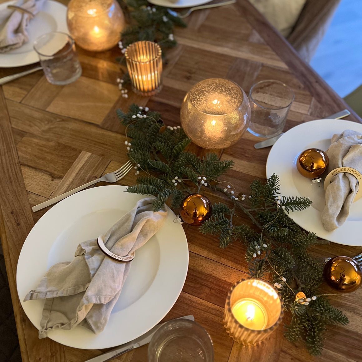 Tischdeko Weihnachten Weldaad Girlande Beeren Gold Tischmitte Deko Soulbirdee