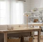 Weiss-Goldene Tischlampe im Vintage Retro Landhaus Stil