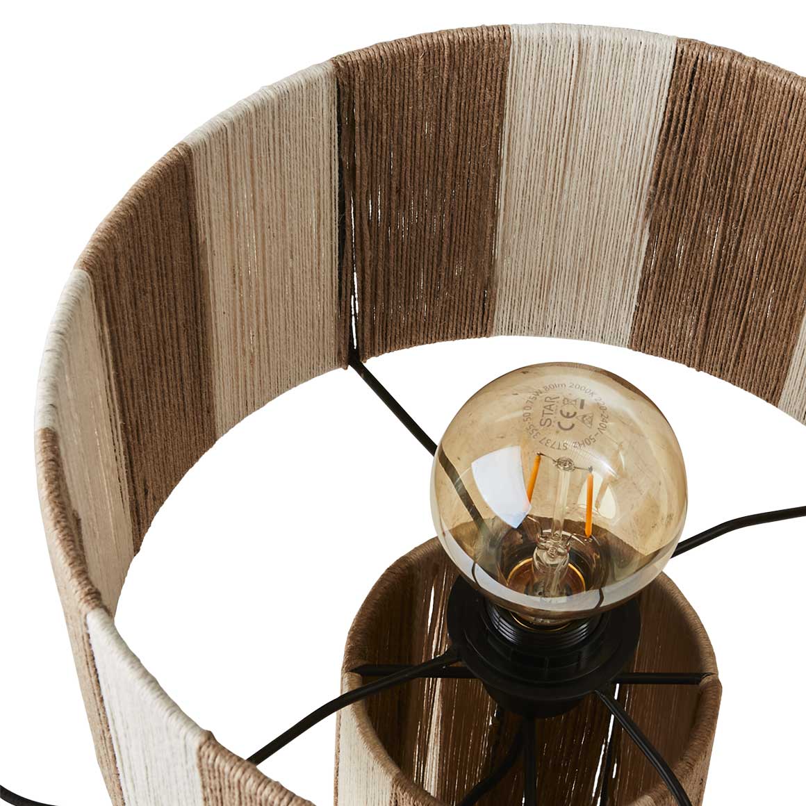 Detail Lampenschirm Tischlampe IBIZA Style Beige Sand Wohnzimmer Lampe Schlafzimmerlampe kaufen Jute Naturmaterial Onlineshop