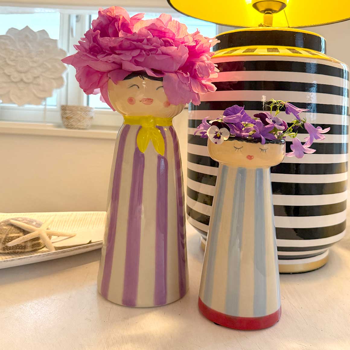 Vase dekovase blumen päonien Geschenk für Frauen figur Gesicht Geschenkidee deko pfingstrose Wohnzimmer-deko Soulbirdee Onlineshop