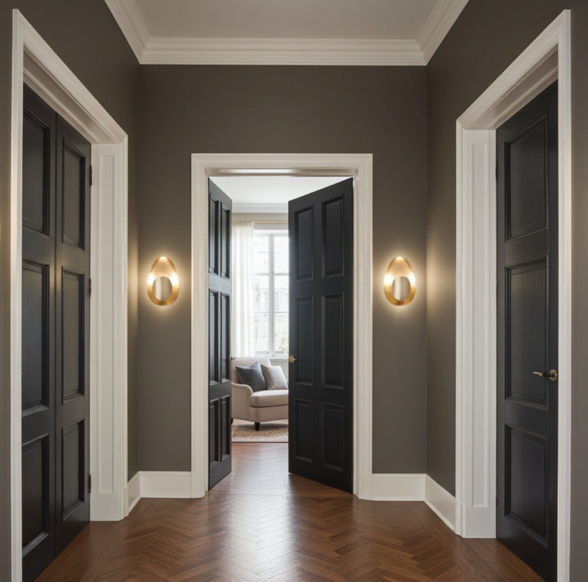 Goldene Wandleuchten im Boho Stil als Flur-Beleuchtung