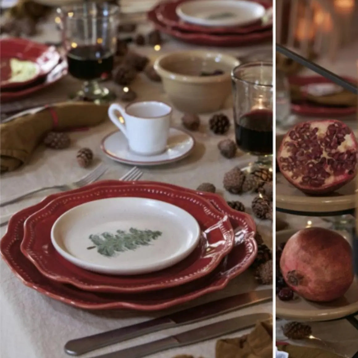 Rotes Speise Service Teller Costa Nova Almara Ruby im Landhaus Stil für Weihnachten