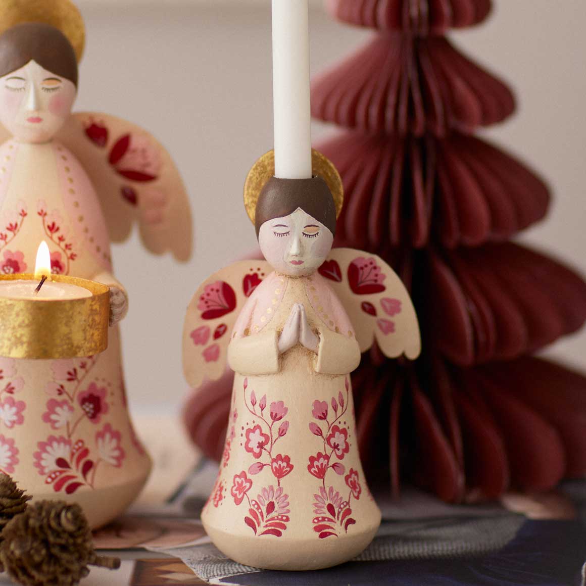 Weihnachtsengel als Weihnachten Dekoration im Set 2 Engel Kerzenhalter Bungalow Dänemark Deko Xmas Kerzenständer Weihnachtsdeko Soulbirdee 