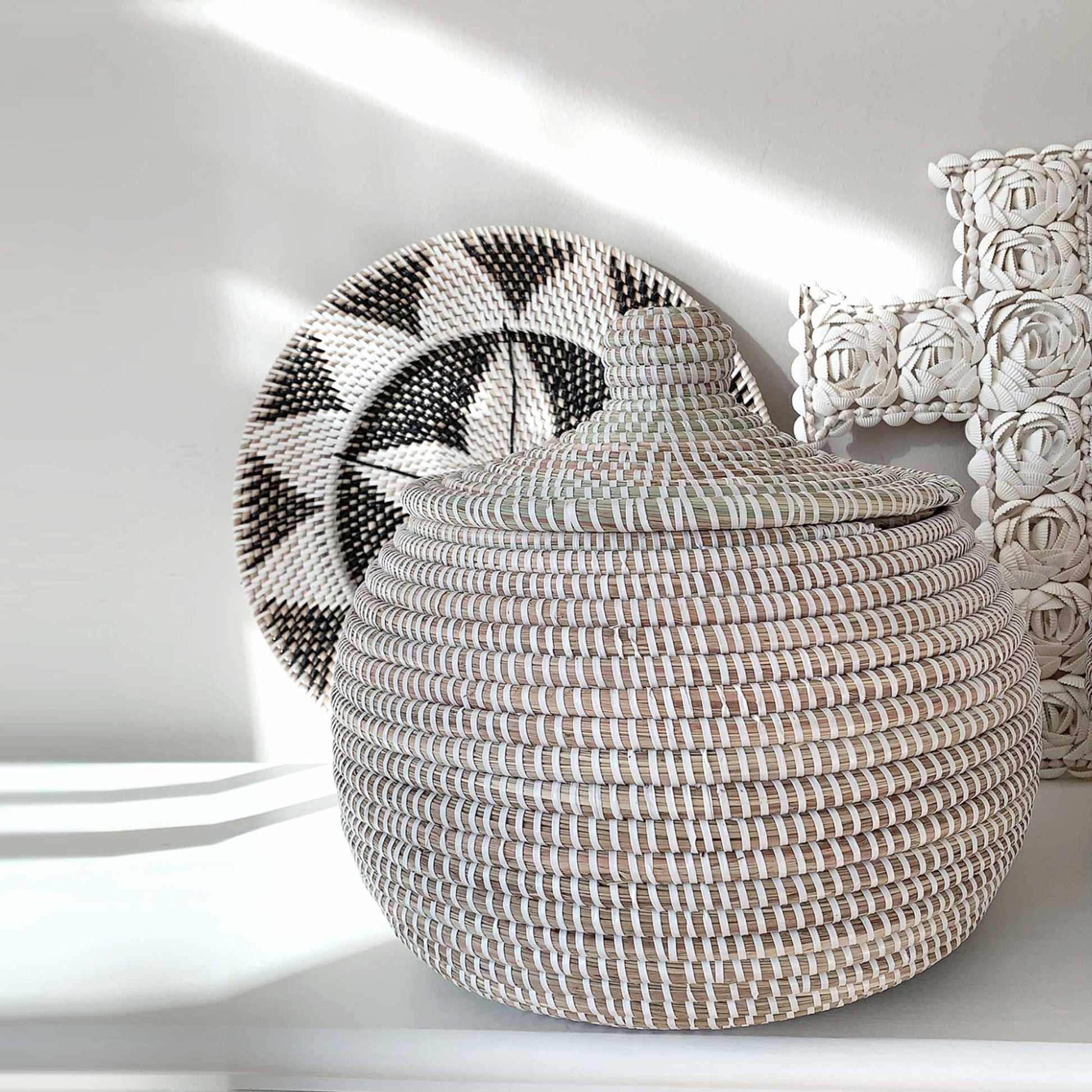 Runder Deckelkorb Weiss Korb online kaufen Aufbewahrung Küche Badezimmer Deko Soulbirdee