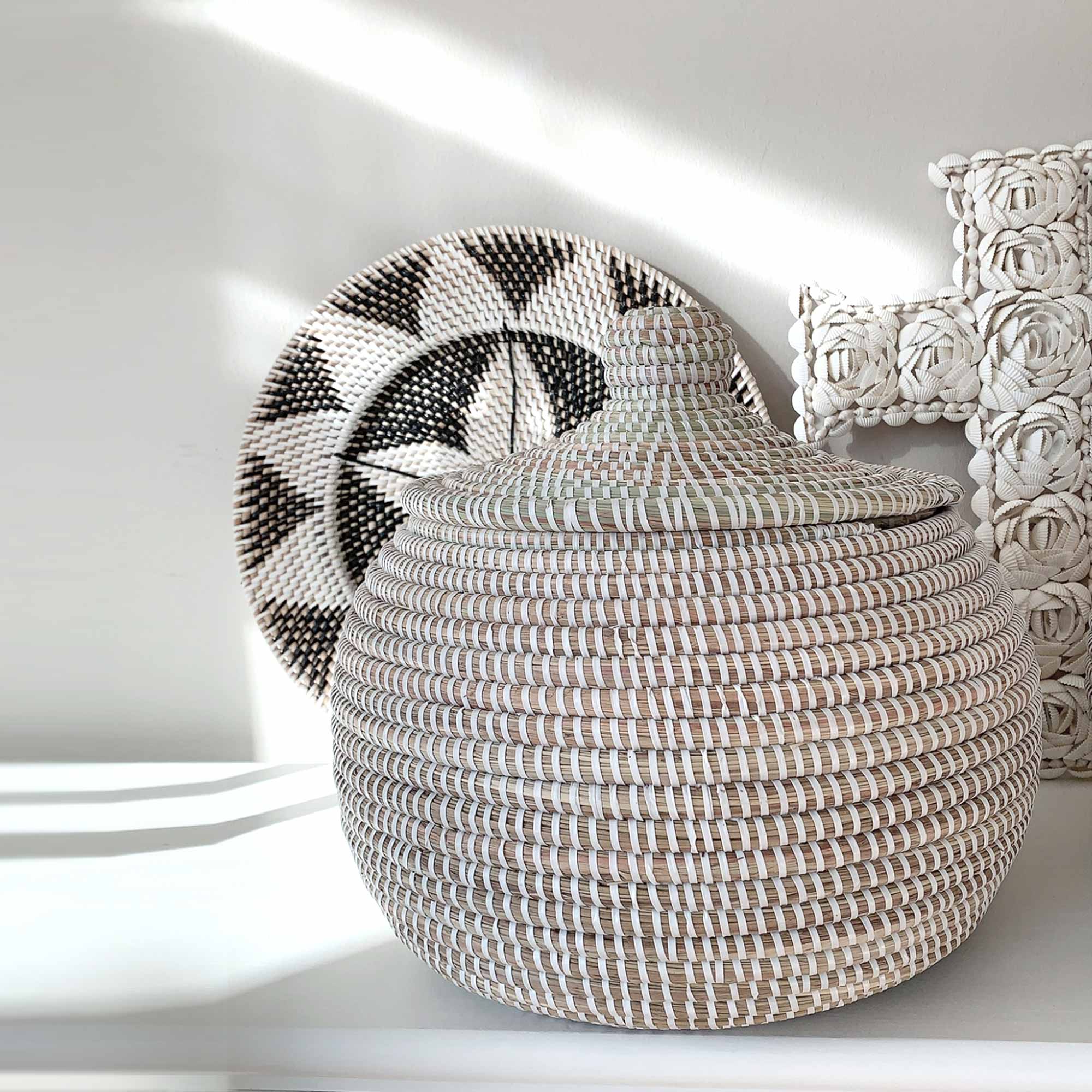 Runder Deckelkorb Weiss Korb online kaufen Aufbewahrung Küche Badezimmer Deko Soulbirdee