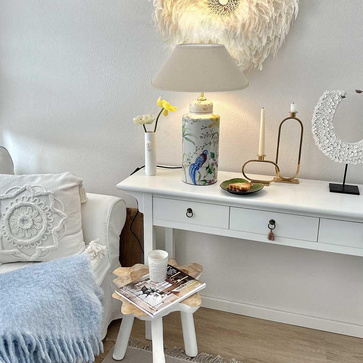 Wohnzimmer Tischlampe im Landhaus Stil Vasenlampe mit Vogel Li Na Französches Landhaus Porzellan Lampenfuss Landhaus Stil Vintage ♥ Soulbirdee Lampenshop | Chinoiserie Lampe | Lampe kaufen Lampe Tischlampe LINA Li-Na PR Home Tischlampe online kaufen